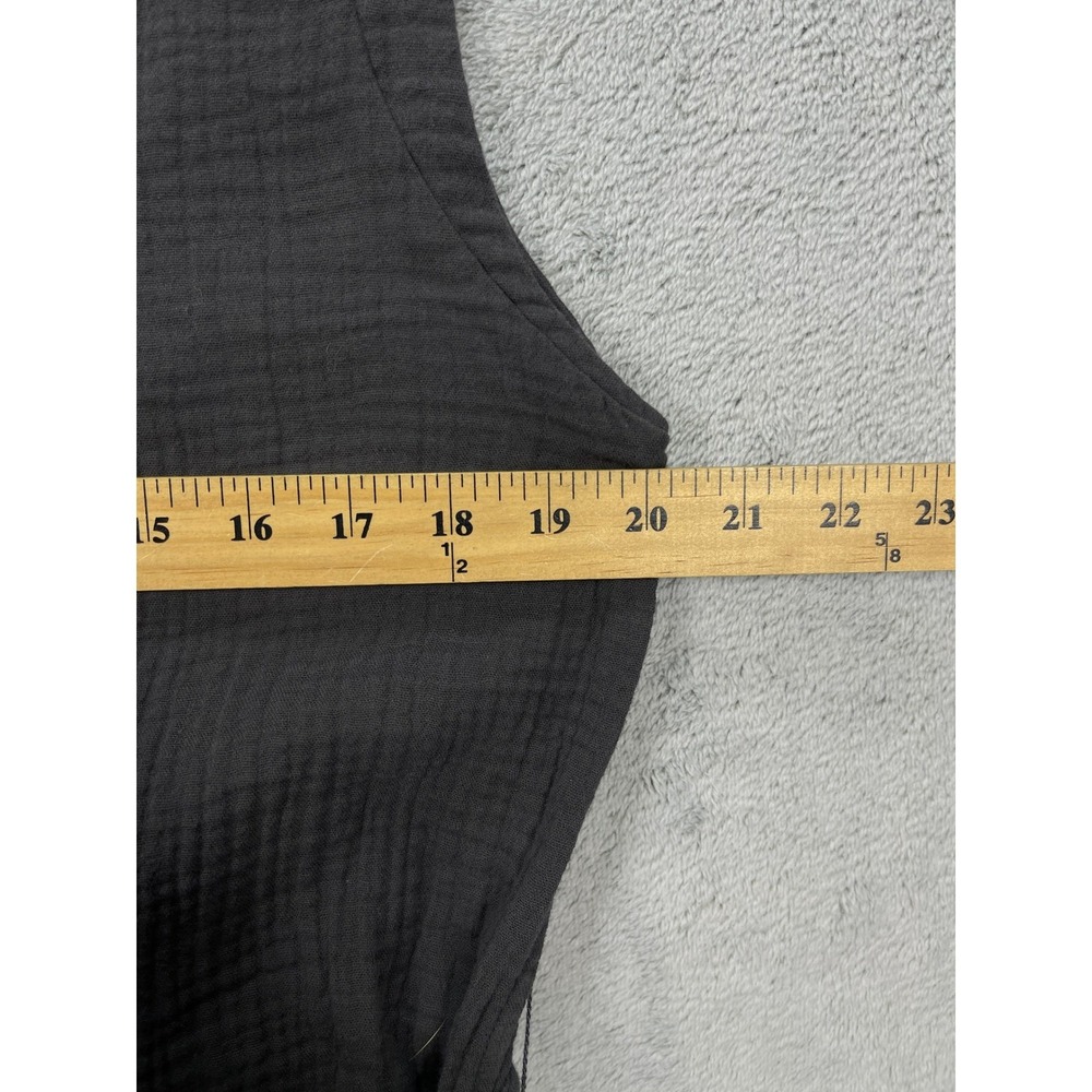 Faherty Dress Women Large Gray Dream Organic Cotton Costa Midi Sleeveless Belted - Picture 9 of 11